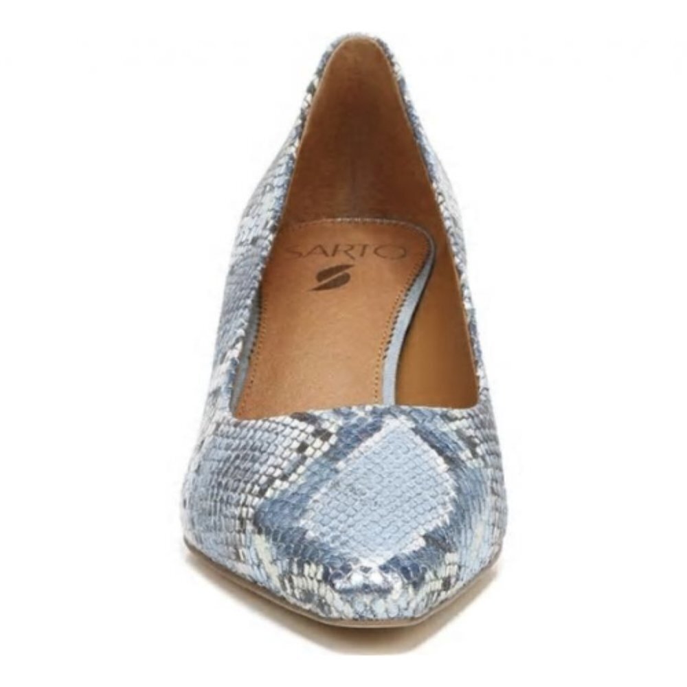 NEW Sarto by Franco Sarto Regal Snake Embossed Leather Pumps in Airy Blue - Picture 3 of 6